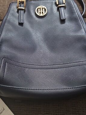Tommy Hilfiger Navy Blue Faux Leather Backpack